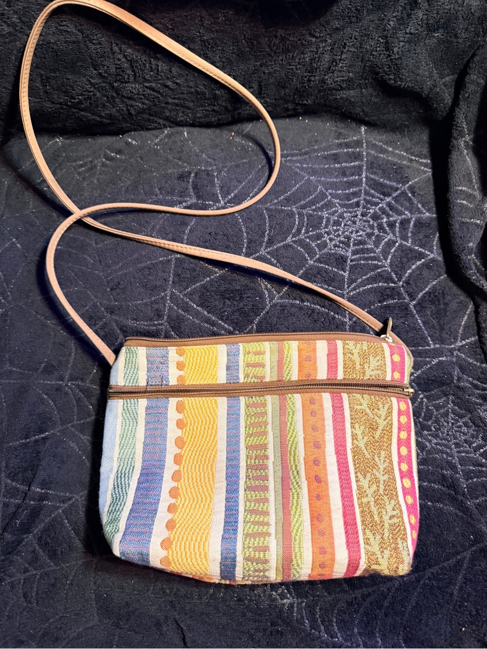 Danny K Striped Multicolor Woven Crossbody Bag - Unbranded